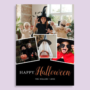 Happy Halloween Modern Black Photo Holiday Card