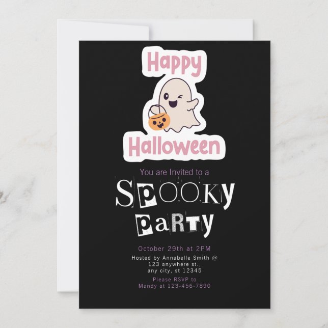 Happy Halloween Modern Minimalist Halloween Invitation (Front)