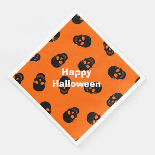 Happy Halloween Modern Party Orange Skull Napkin