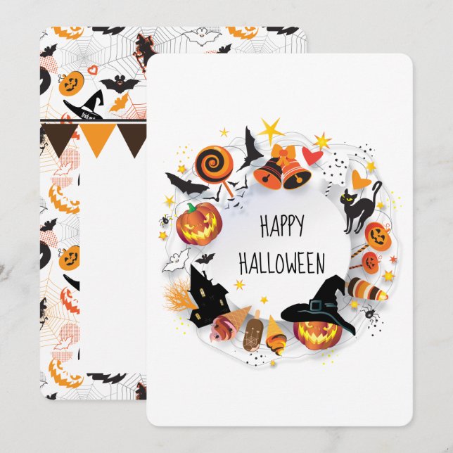 Happy Halloween Modern Spooky and Pumpkin Holiday  (Front/Back)