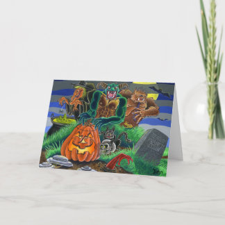 Happy Halloween Monsters and Ghosts Card
