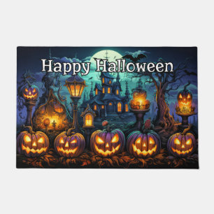 Happy Halloween Nefarious Glowing Pumpkins Doormat