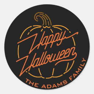 Happy Halloween Neon Personalized Stickers