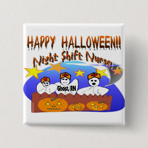 Happy Halloween Night Shift Nurse 2 Inch Square Button