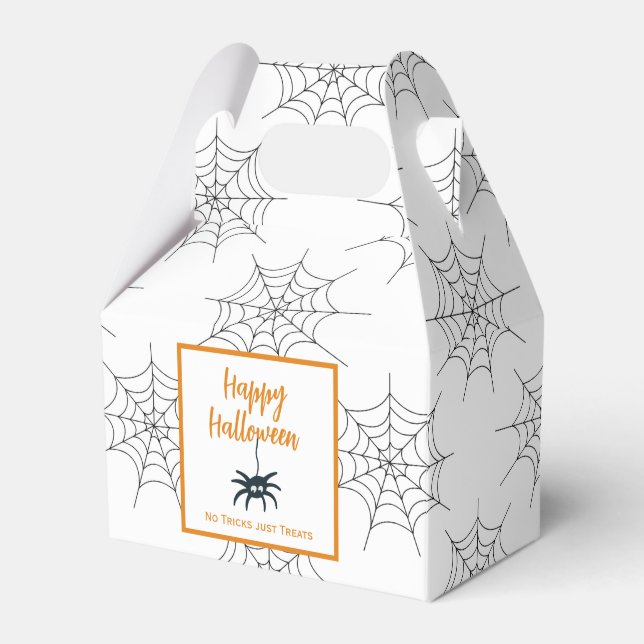 Happy Halloween no trick just treats spider cobweb Favor Box (Front Side)