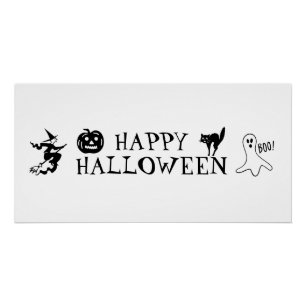 Happy Halloween noir et blanc Poster éffrayant