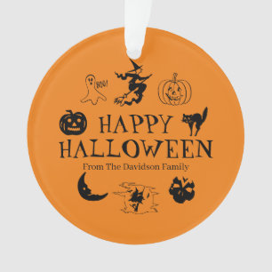 Happy Halloween nom personnalisé noir & orange déc