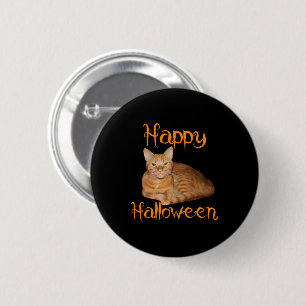 Happy Halloween Non-Scary Orange Tabby Cat 2 Inch Round Button