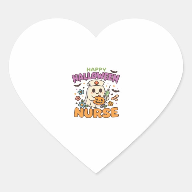 Happy Halloween Nurse Shirt � Cute Spooky Medical  Heart Sticker (Front)