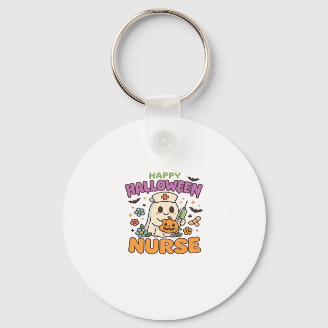 Happy Halloween Nurse Shirt � Cute Spooky Medical  Keychain (Front)