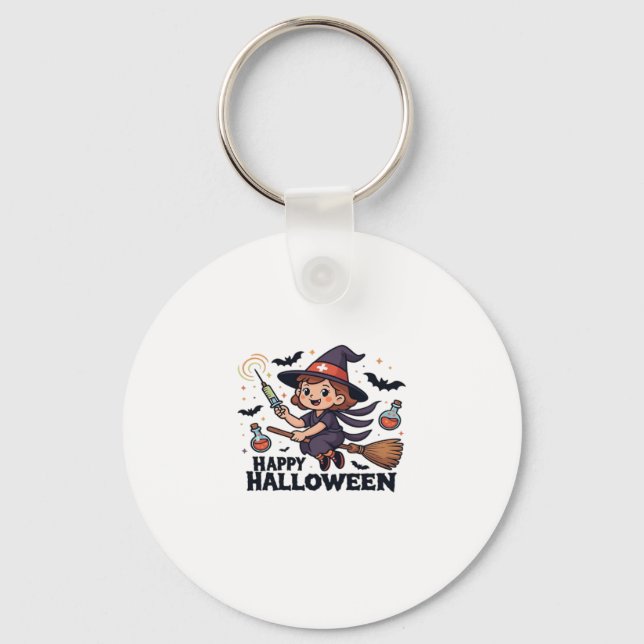Happy Halloween Nurse Shirt � Spooky Cute Medical  Keychain (Front)