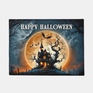 Happy Halloween Old Haunted House Doormat