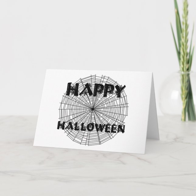 Happy Halloween on Spider Web Text Card (Front)