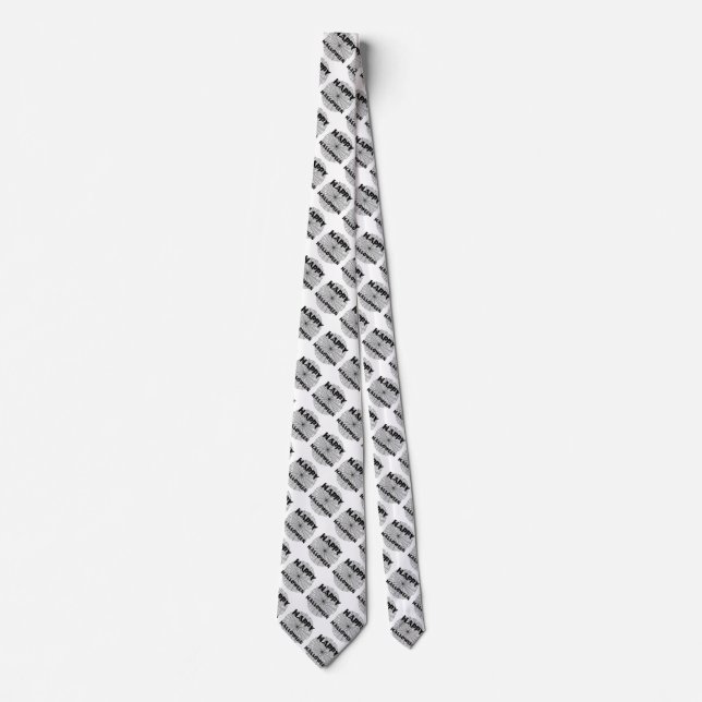 Happy Halloween on Spider Web Text Necktie (Front)