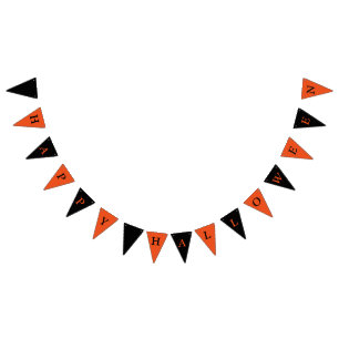 Happy Halloween Orange and Black Bunting Flags