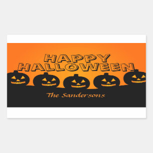 Happy Halloween Orange and Black Pumpkin Stickers