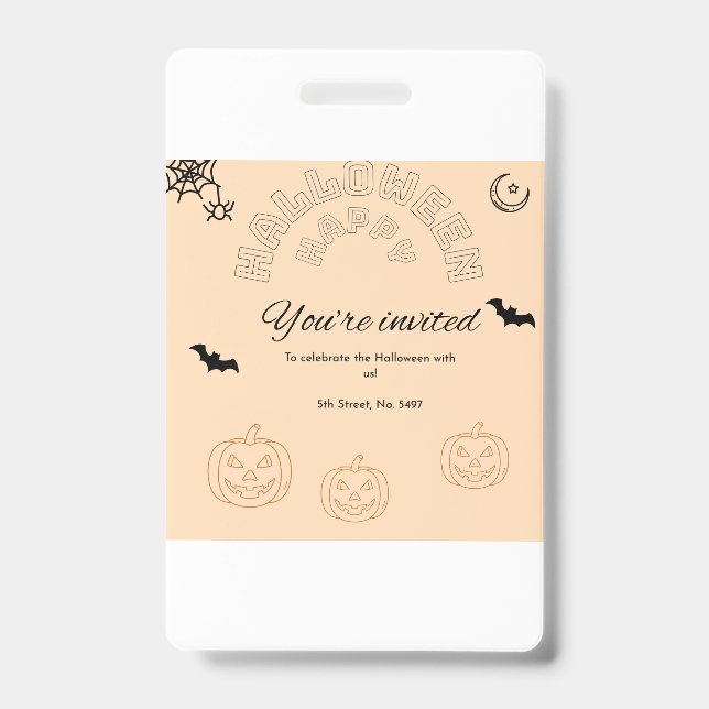 Happy Halloween orange and cute Badge (Front)