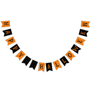 Happy Halloween Orange Black  Bunting Flags