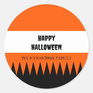 Happy Halloween Orange Black Personalized Classic Round Sticker