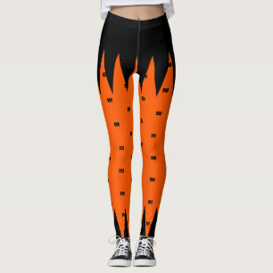 Happy Halloween Orange Black Personalized Leggings