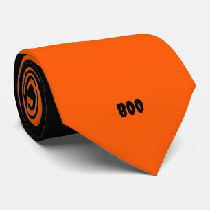 Happy Halloween Orange Black Personalized Tie