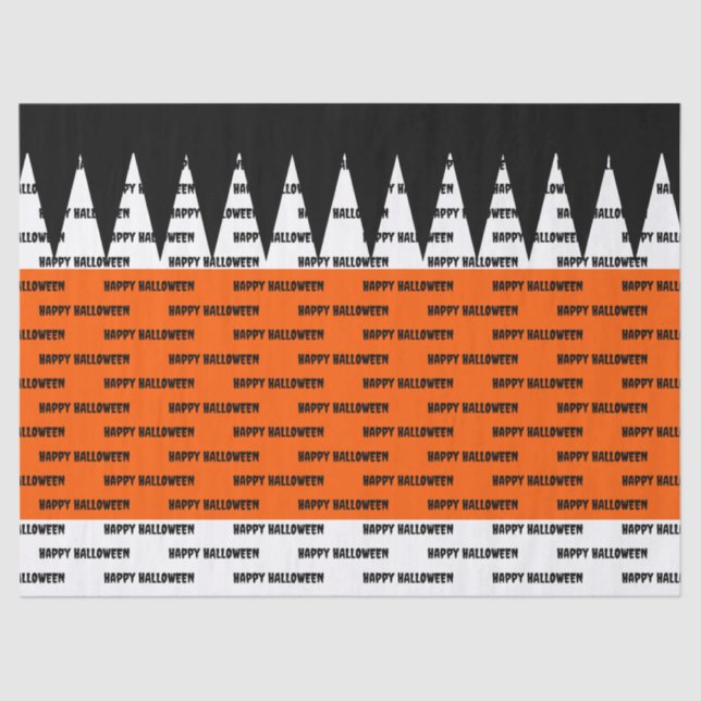 Happy Halloween Orange Black Personalized Tissue Paper (Front)