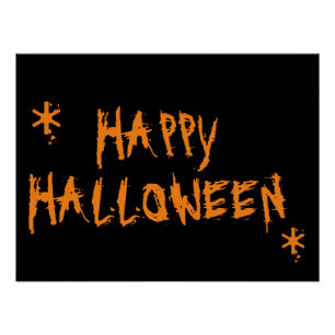 Happy Halloween orange black scary Poster