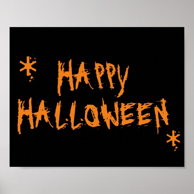 Happy Halloween orange black scary Poster (Front)