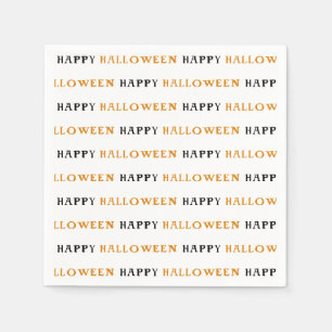 Happy Halloween Orange Black Wording Party Napkin