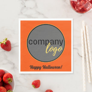 HAPPY HALLOWEEN ORANGE COLOR BUSINESS ADD OWN LOGO NAPKIN