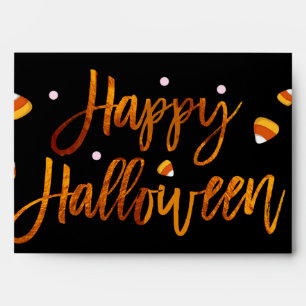 Happy Halloween Orange Foil Modern Party Envelopes