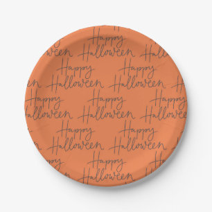 Happy Halloween Orange & Grey Party Plates