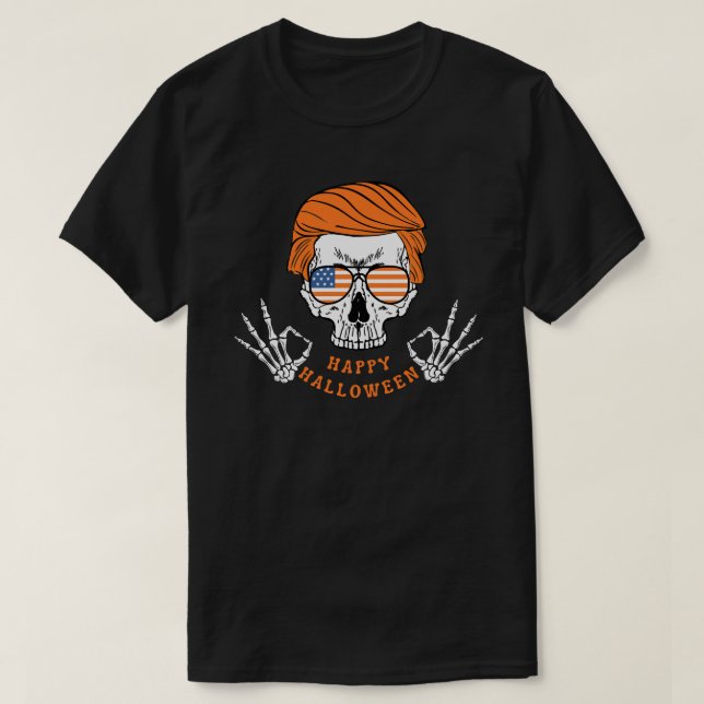 Happy Halloween Orange Patriotic T-Shirt (Design Front)