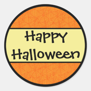 Happy Halloween Orange Pattern Classic Round Sticker