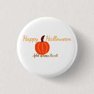 Happy Halloween orange pumpink fall orange brown 1 Inch Round Button