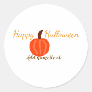 Happy Halloween orange pumpink fall orange brown Classic Round Sticker