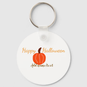 Happy Halloween orange pumpink fall orange brown Keychain