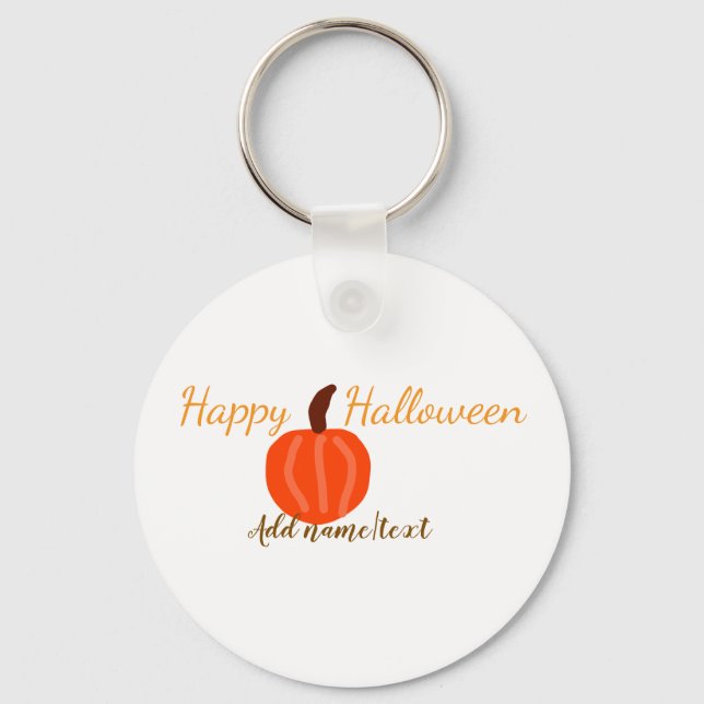 Happy Halloween orange pumpink fall orange brown  Keychain (Front)