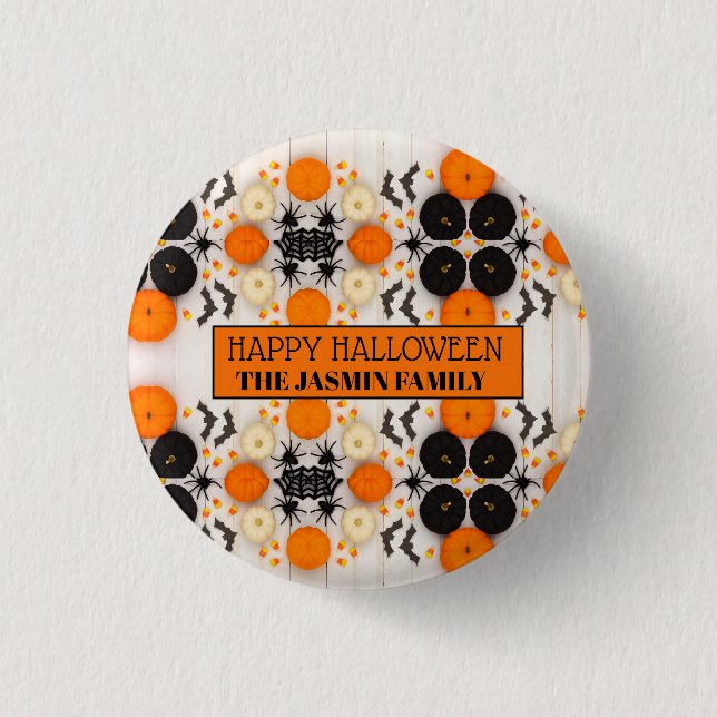 Happy Halloween Orange Pumpkin  1 Inch Round Button (Front)