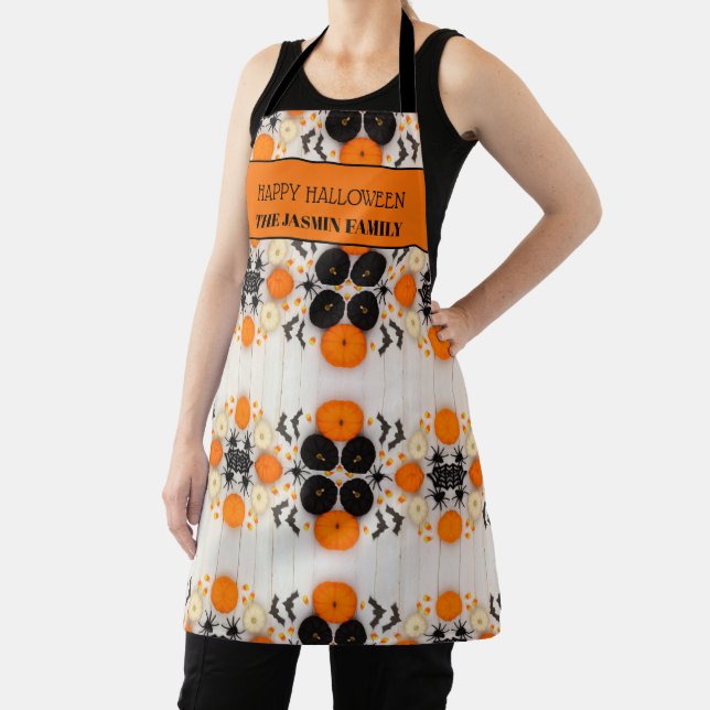 Happy Halloween Orange Pumpkin  Apron (Insitu)
