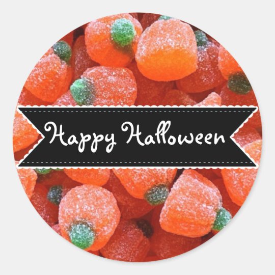 Happy Halloween Orange Pumpkin Candy Stickers
