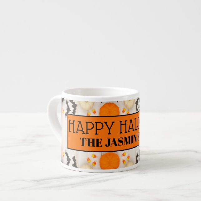 Happy Halloween Orange Pumpkin  Espresso Cup (Front Left)