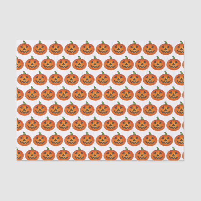 Happy Halloween Orange Pumpkin Jack o' Lantern Tissue Paper (Front)