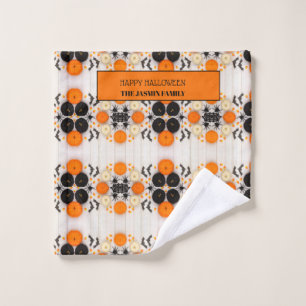 Happy Halloween Orange Pumpkin Wash Cloth