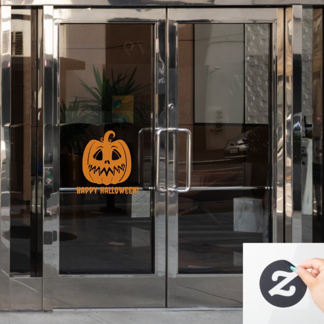 Happy halloween orange pumpkin window cling (Office Door)