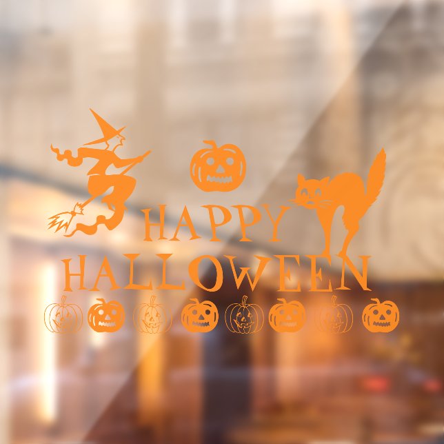 Happy Halloween orange spooky cute decor House Window Cling (Sheet 2)