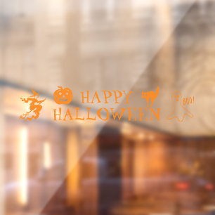 Happy Halloween orange spooky decor Window Cling