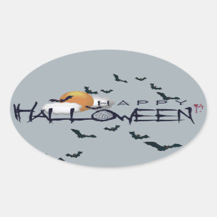 Happy Halloween Oval Sticker