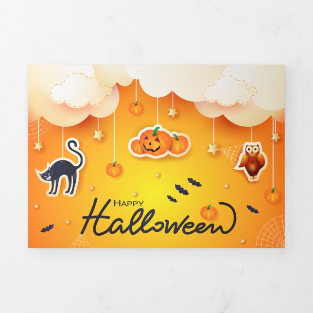 Happy Halloween over the Clouds Tri-Fold Card (Cover)