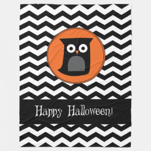 Happy Halloween Owl Fleece Blanket
